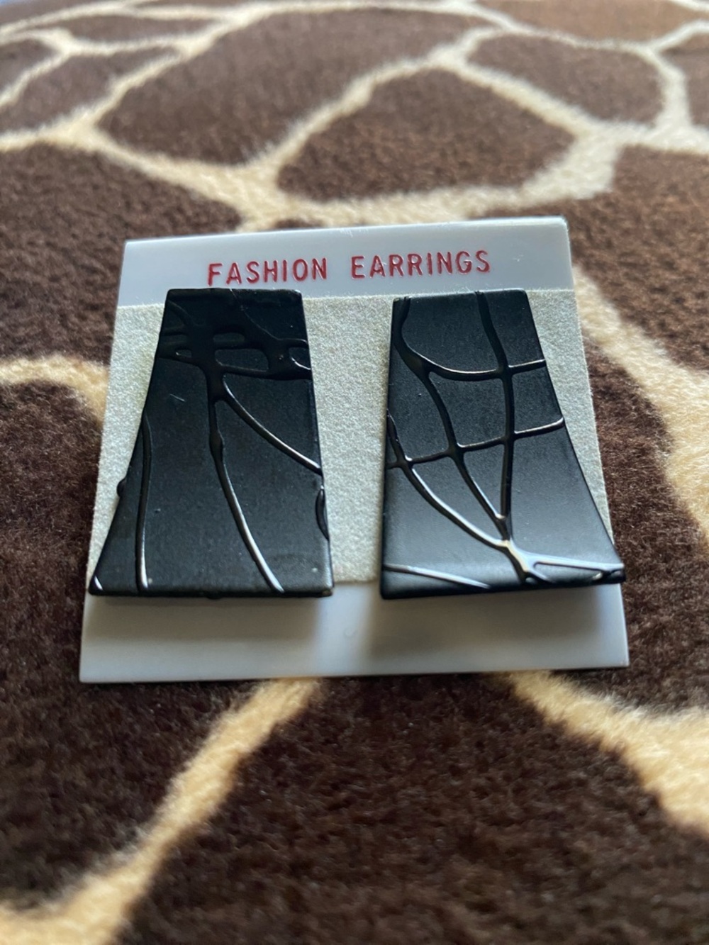 Vintage 80’s Matte Black and Glossy Black Metal Earrings